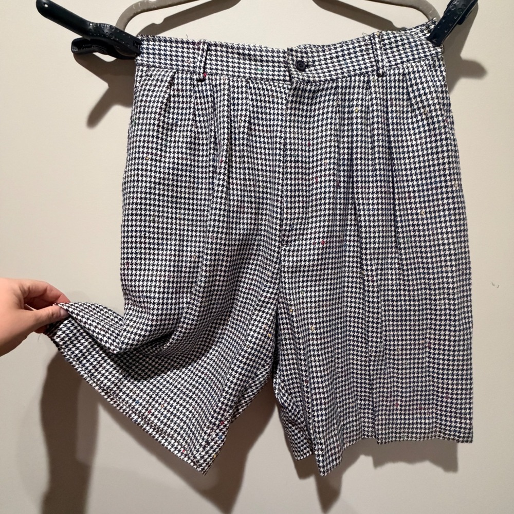 VTG Jacobsons Houndstooth Shorts Women 14 Rainbow Speckle Pleated Dark Academia